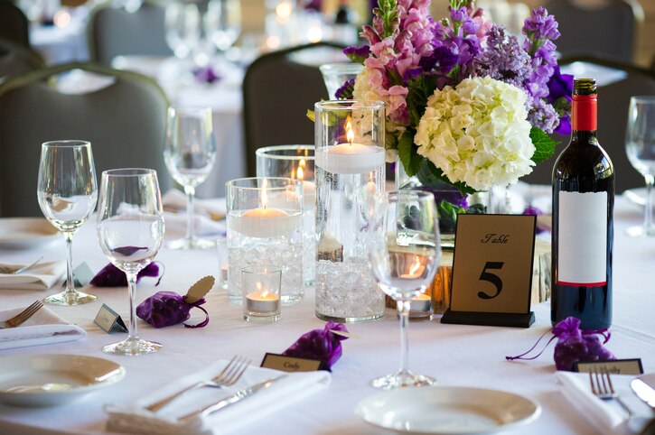 Place setting at a luxury banquet/wedding reception